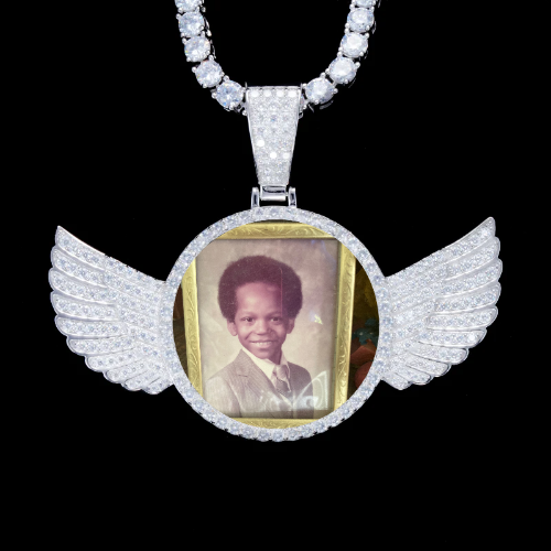 925S & VVS Moissanite 3D Wing Custom Picture Pendant