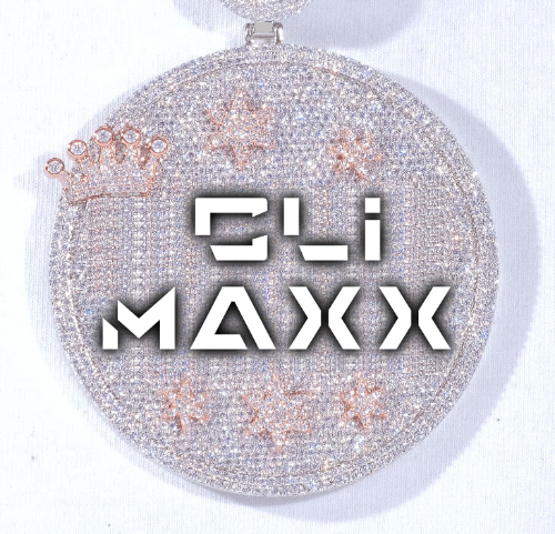 CUSTOM LETTER NECKLACE 3D BIG CROWN DISC