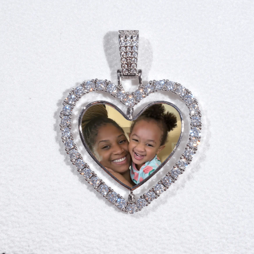 3D Spinning 2-Faced Heart Custom Picture Pendant