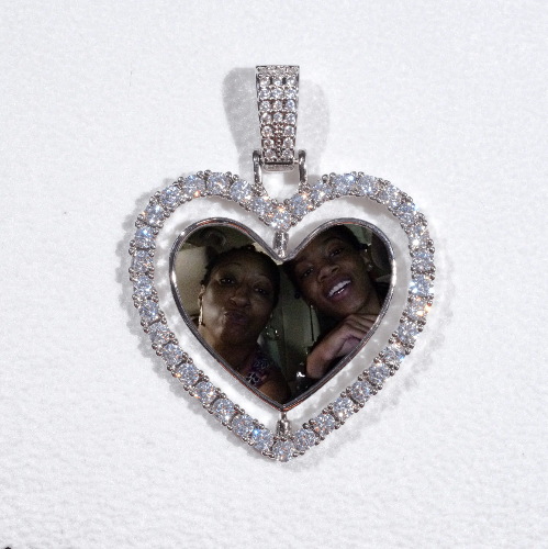 3D Spinning 2-Faced Heart Custom Picture Pendant