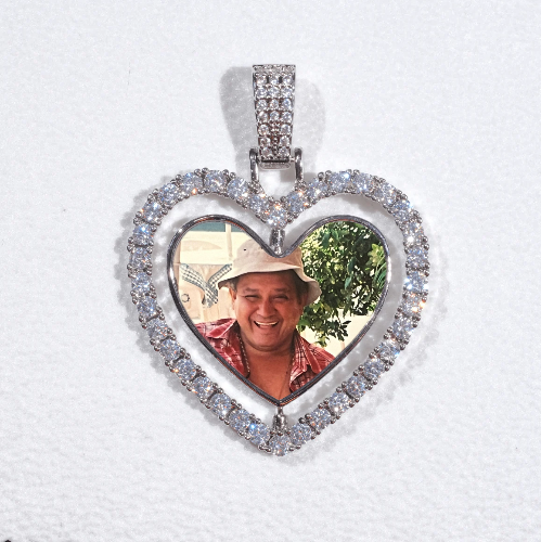 3D Spinning 2-Faced Heart Custom Picture Pendant