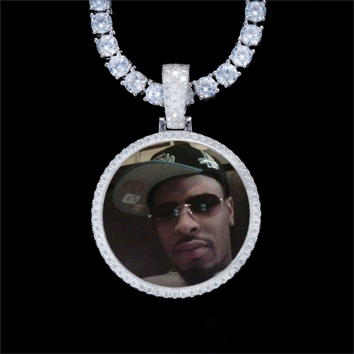 925S & VVS Moissanite 3D Circle Custom Picture Pendant