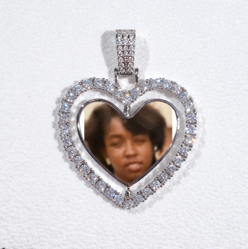 3D Spinning 2-Faced Heart Custom Picture Pendant