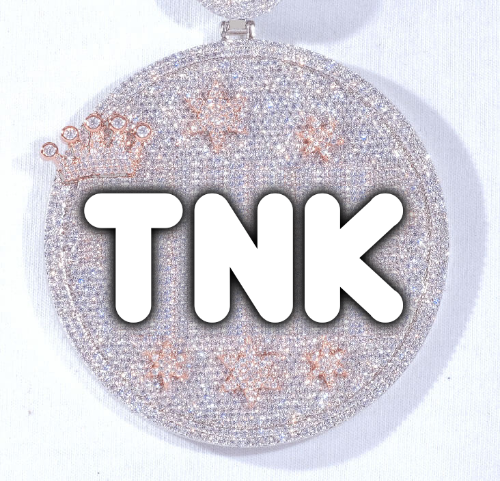 CUSTOM LETTER NECKLACE 3D BIG CROWN DISC