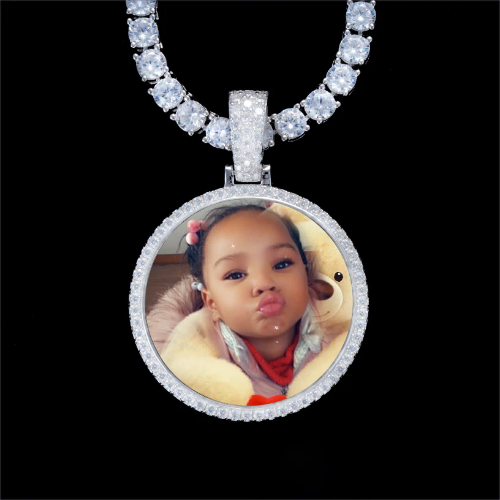 925S & VVS Moissanite 3D Circle Custom Picture Pendant