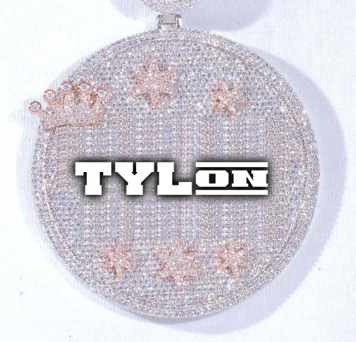 CUSTOM LETTER NECKLACE 3D BIG CROWN DISC