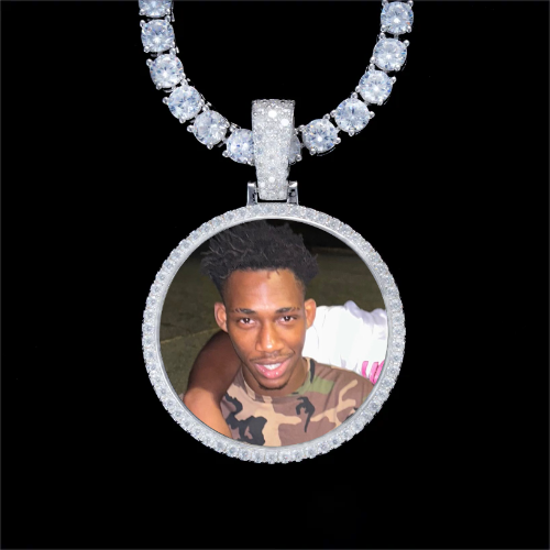 925S & VVS Moissanite 3D Circle Custom Picture Pendant