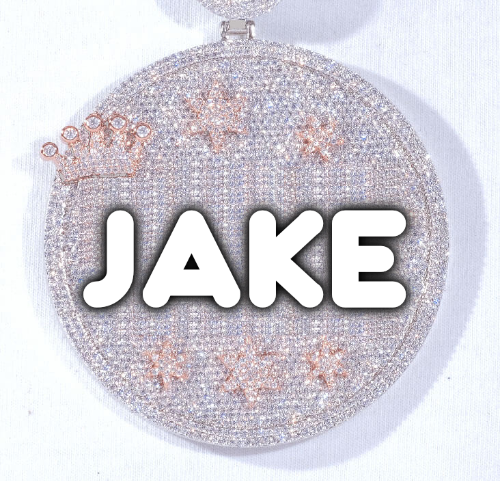 CUSTOM LETTER NECKLACE 3D BIG CROWN DISC