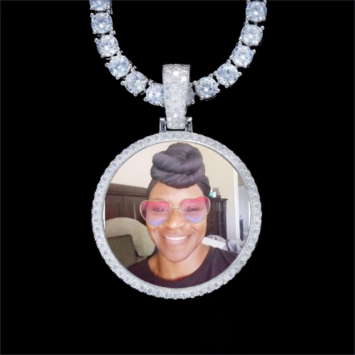 925S & VVS Moissanite 3D Circle Custom Picture Pendant