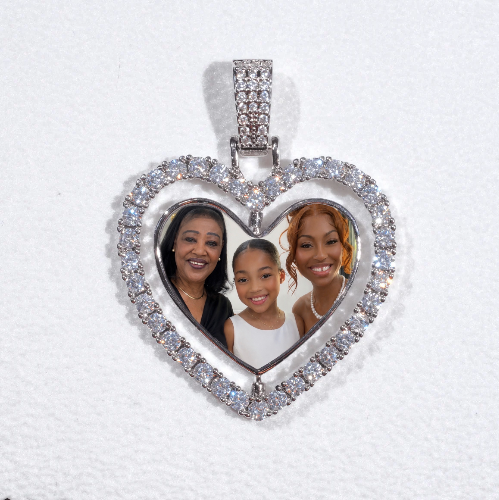 3D Spinning 2-Faced Heart Custom Picture Pendant