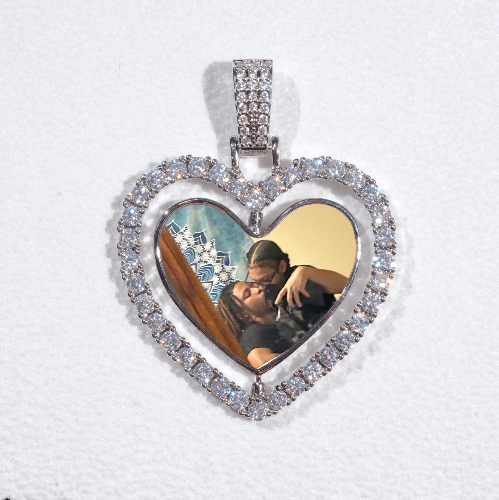 3D Spinning 2-Faced Heart Custom Picture Pendant