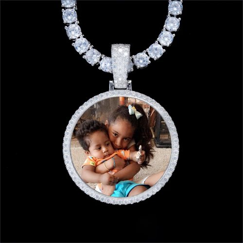 925S & VVS Moissanite 3D Circle Custom Picture Pendant