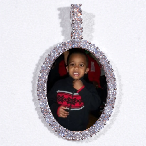 Large 3D Oval Custom Picture Pendant
