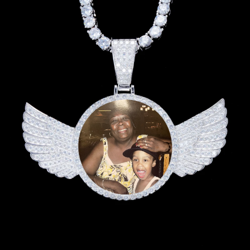 925S & VVS Moissanite 3D Wing Custom Picture Pendant