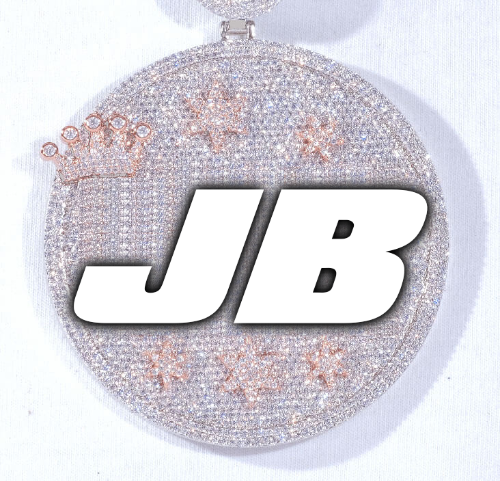 CUSTOM LETTER NECKLACE 3D BIG CROWN DISC