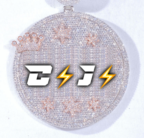 CUSTOM LETTER NECKLACE 3D BIG CROWN DISC