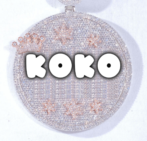 CUSTOM LETTER NECKLACE 3D BIG CROWN DISC