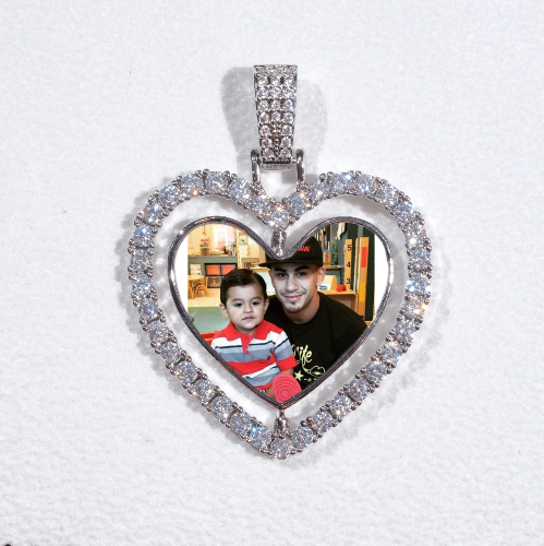 3D Spinning 2-Faced Heart Custom Picture Pendant
