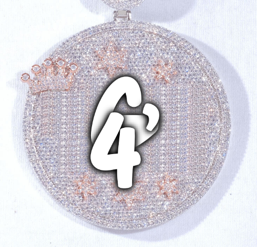 CUSTOM LETTER NECKLACE 3D BIG CROWN DISC