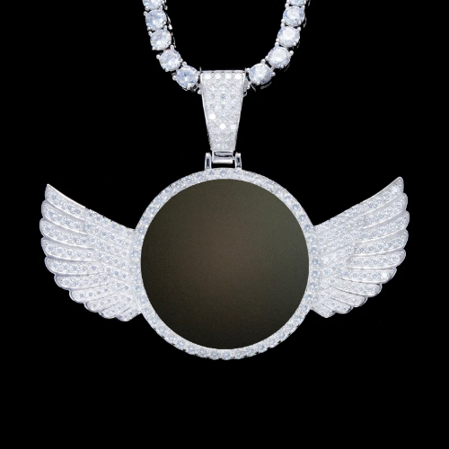 925S & VVS Moissanite 3D Wing Custom Picture Pendant