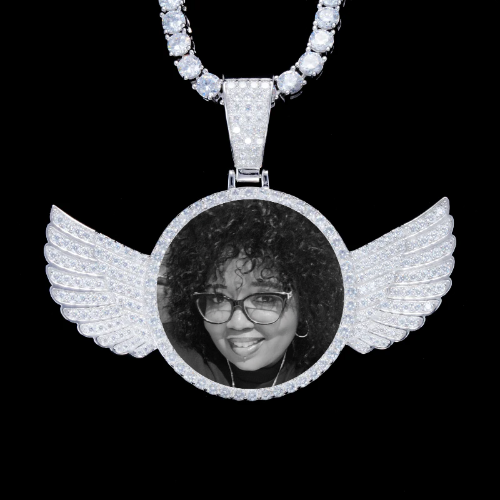 925S & VVS Moissanite 3D Wing Custom Picture Pendant
