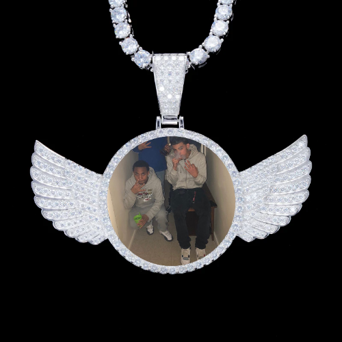 925S & VVS Moissanite 3D Wing Custom Picture Pendant