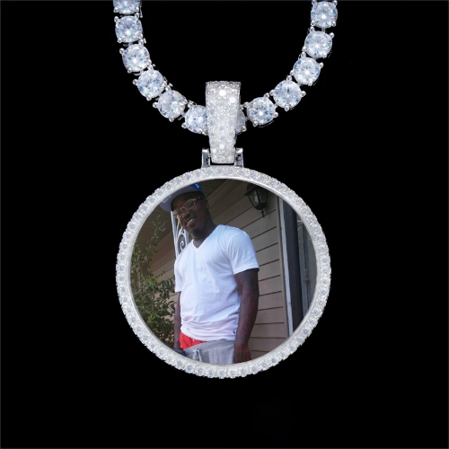 925S & VVS Moissanite 3D Circle Custom Picture Pendant