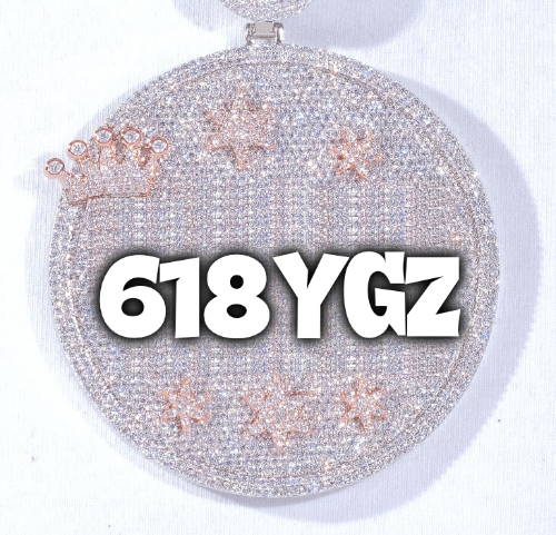 CUSTOM LETTER NECKLACE 3D BIG CROWN DISC