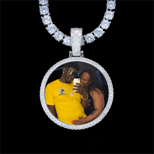 925S & VVS Moissanite 3D Circle Custom Picture Pendant