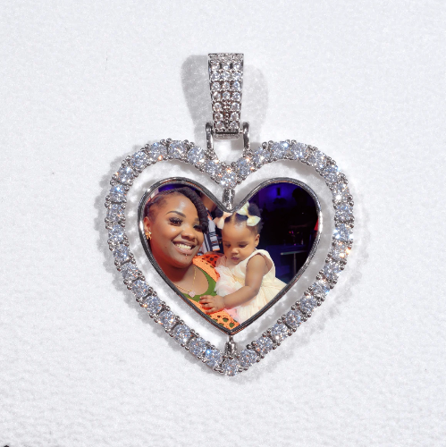 3D Spinning 2-Faced Heart Custom Picture Pendant