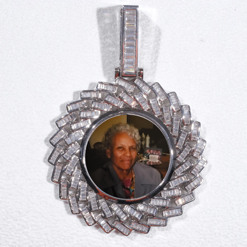 Large 3D Baguette Custom Picture Pendant