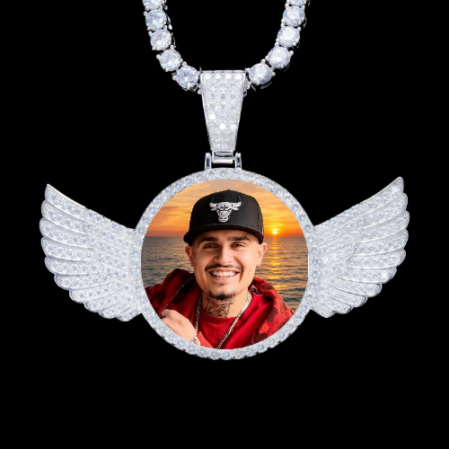 925S & VVS Moissanite 3D Wing Custom Picture Pendant