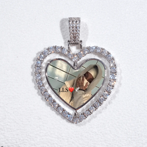 3D Spinning 2-Faced Heart Custom Picture Pendant