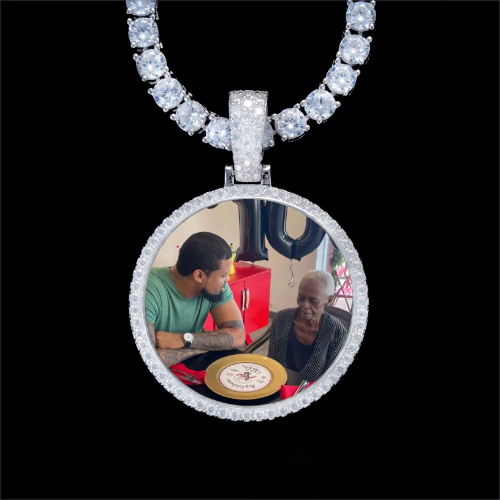 925S & VVS Moissanite 3D Circle Custom Picture Pendant