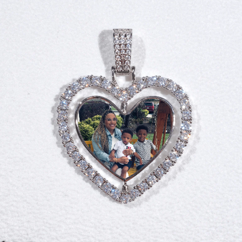 3D Spinning 2-Faced Heart Custom Picture Pendant