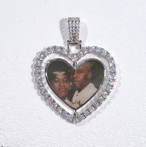3D Spinning 2-Faced Heart Custom Picture Pendant
