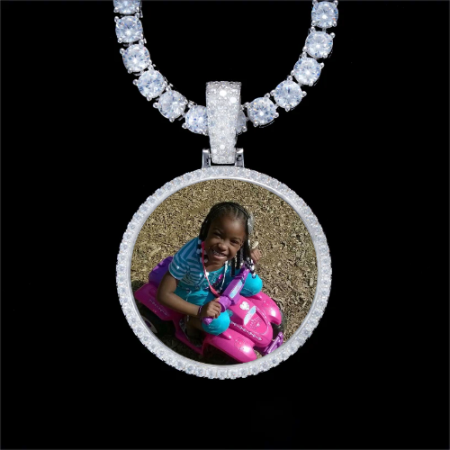 925S & VVS Moissanite 3D Circle Custom Picture Pendant