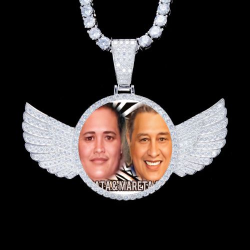 925S & VVS Moissanite 3D Wing Custom Picture Pendant