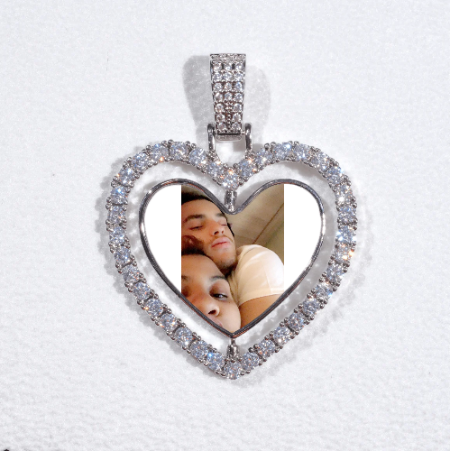 3D Spinning 2-Faced Heart Custom Picture Pendant