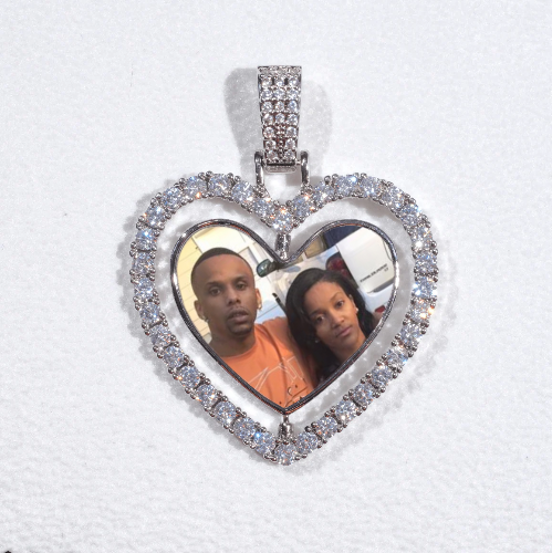 3D Spinning 2-Faced Heart Custom Picture Pendant