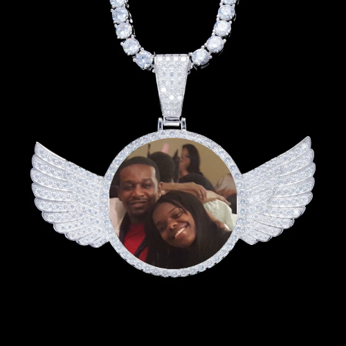 925S & VVS Moissanite 3D Wing Custom Picture Pendant