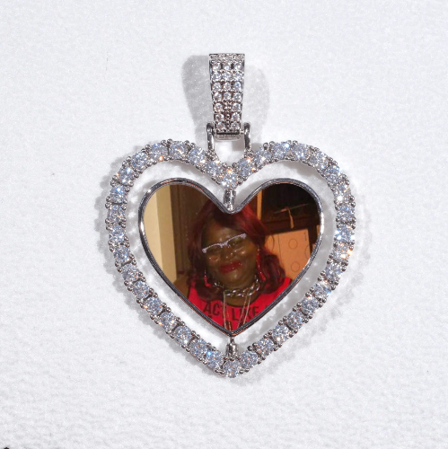 3D Spinning 2-Faced Heart Custom Picture Pendant