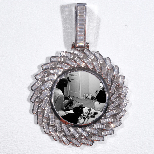 Large 3D Baguette Custom Picture Pendant
