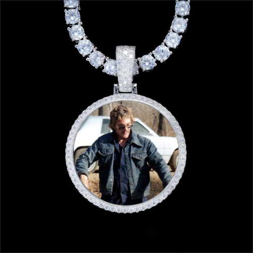 925S & VVS Moissanite 3D Circle Custom Picture Pendant