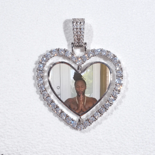 3D Spinning 2-Faced Heart Custom Picture Pendant