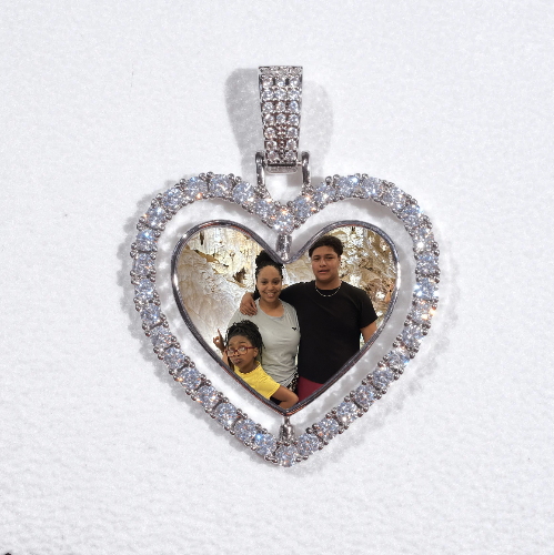 3D Spinning 2-Faced Heart Custom Picture Pendant