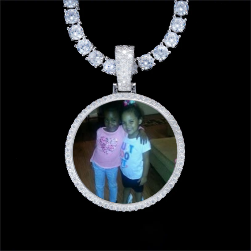 925S & VVS Moissanite 3D Circle Custom Picture Pendant