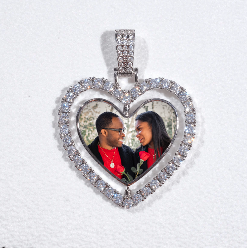 3D Spinning 2-Faced Heart Custom Picture Pendant