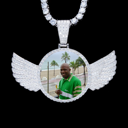 925S & VVS Moissanite 3D Wing Custom Picture Pendant