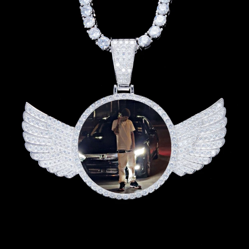 925S & VVS Moissanite 3D Wing Custom Picture Pendant